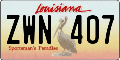 LA license plate ZWN407