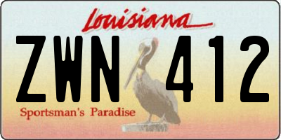 LA license plate ZWN412