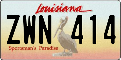 LA license plate ZWN414