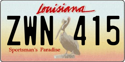 LA license plate ZWN415