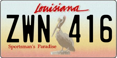 LA license plate ZWN416
