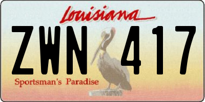 LA license plate ZWN417