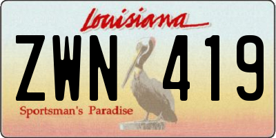 LA license plate ZWN419