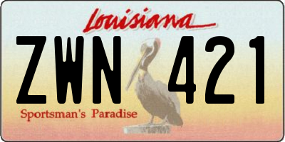 LA license plate ZWN421