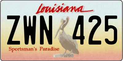 LA license plate ZWN425