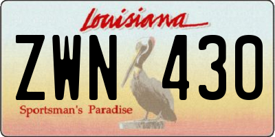 LA license plate ZWN430