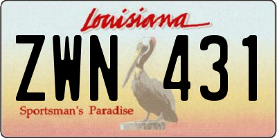 LA license plate ZWN431