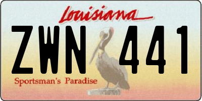 LA license plate ZWN441