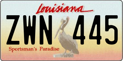 LA license plate ZWN445