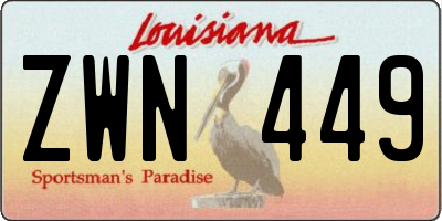 LA license plate ZWN449