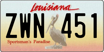 LA license plate ZWN451