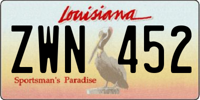 LA license plate ZWN452