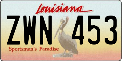 LA license plate ZWN453