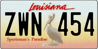 LA license plate ZWN454
