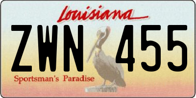 LA license plate ZWN455