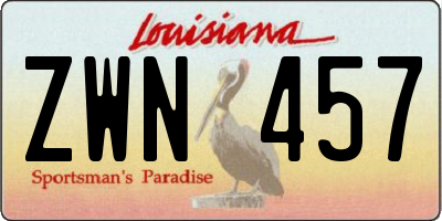 LA license plate ZWN457