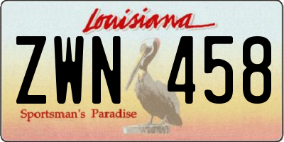 LA license plate ZWN458