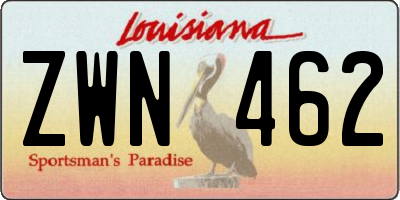 LA license plate ZWN462