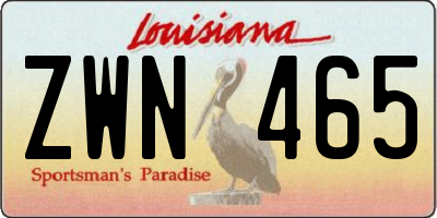 LA license plate ZWN465