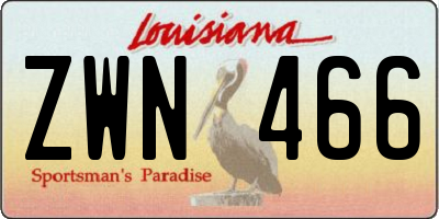 LA license plate ZWN466