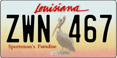 LA license plate ZWN467