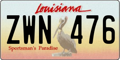 LA license plate ZWN476