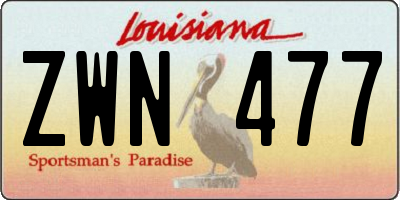 LA license plate ZWN477