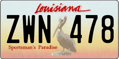 LA license plate ZWN478