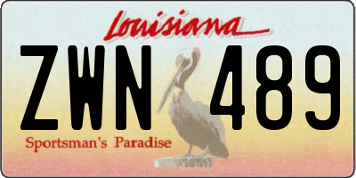 LA license plate ZWN489