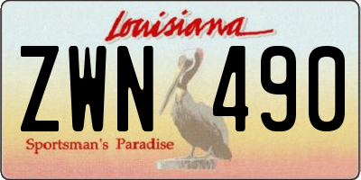 LA license plate ZWN490