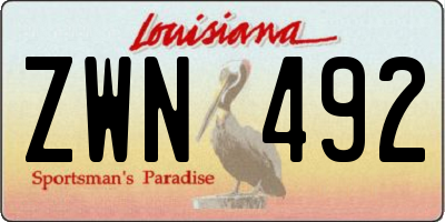LA license plate ZWN492