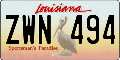 LA license plate ZWN494