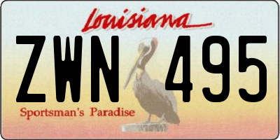LA license plate ZWN495