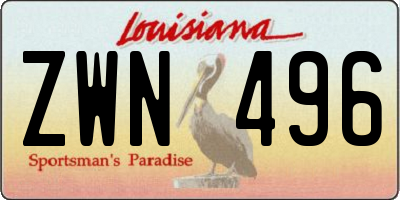 LA license plate ZWN496