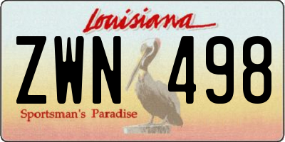 LA license plate ZWN498