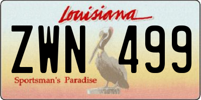 LA license plate ZWN499