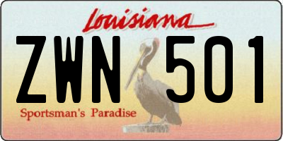 LA license plate ZWN501
