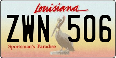 LA license plate ZWN506