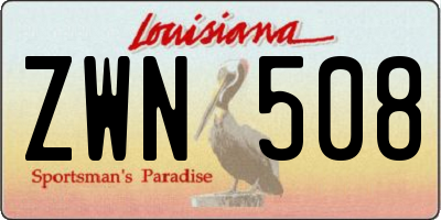 LA license plate ZWN508