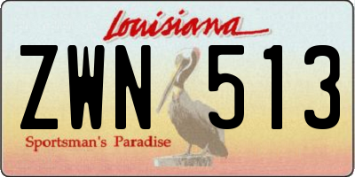 LA license plate ZWN513