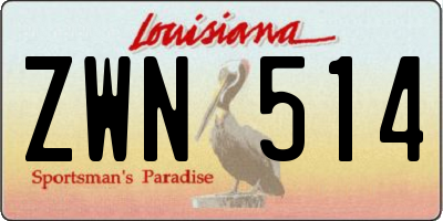 LA license plate ZWN514