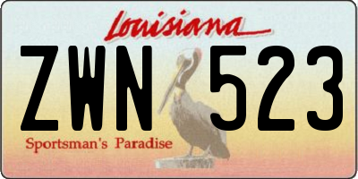 LA license plate ZWN523