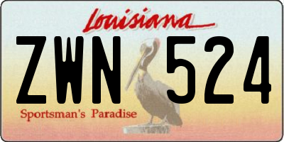 LA license plate ZWN524