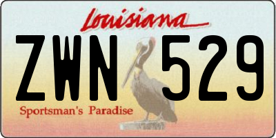 LA license plate ZWN529