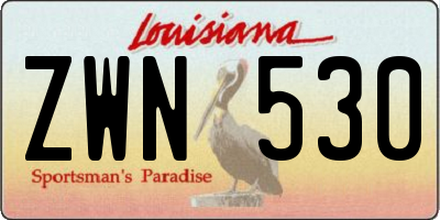 LA license plate ZWN530
