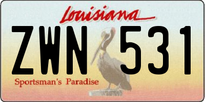 LA license plate ZWN531