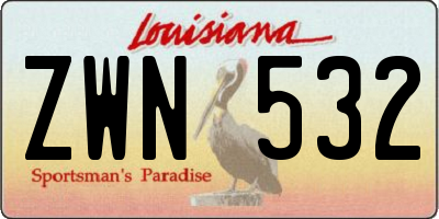 LA license plate ZWN532