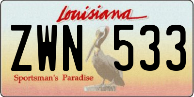 LA license plate ZWN533