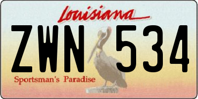 LA license plate ZWN534