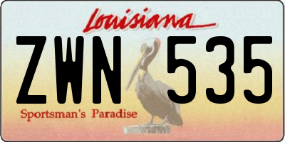 LA license plate ZWN535